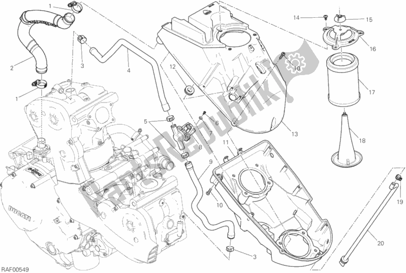 Todas as partes de Entrada De Ar - Respirador De óleo do Ducati Monster 1200 R USA 2016